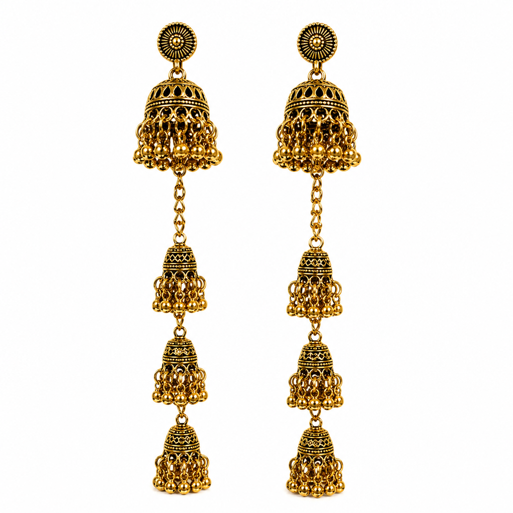 Layered Chain Jhumka Earrings