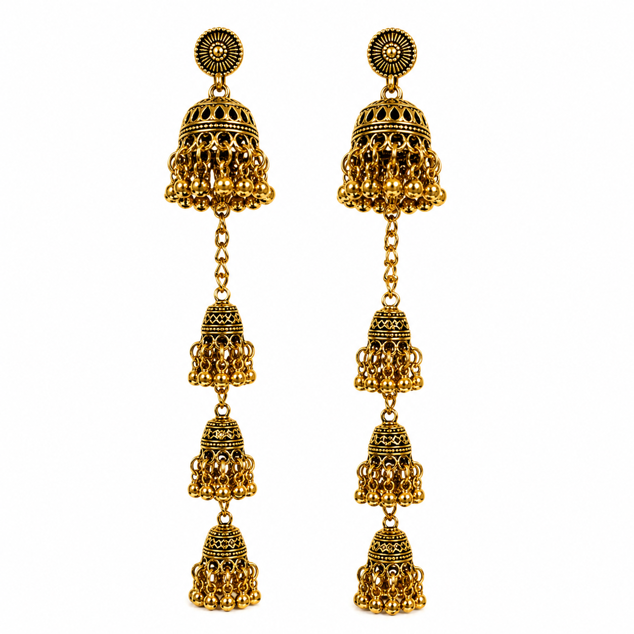 Layered Chain Jhumka Earrings