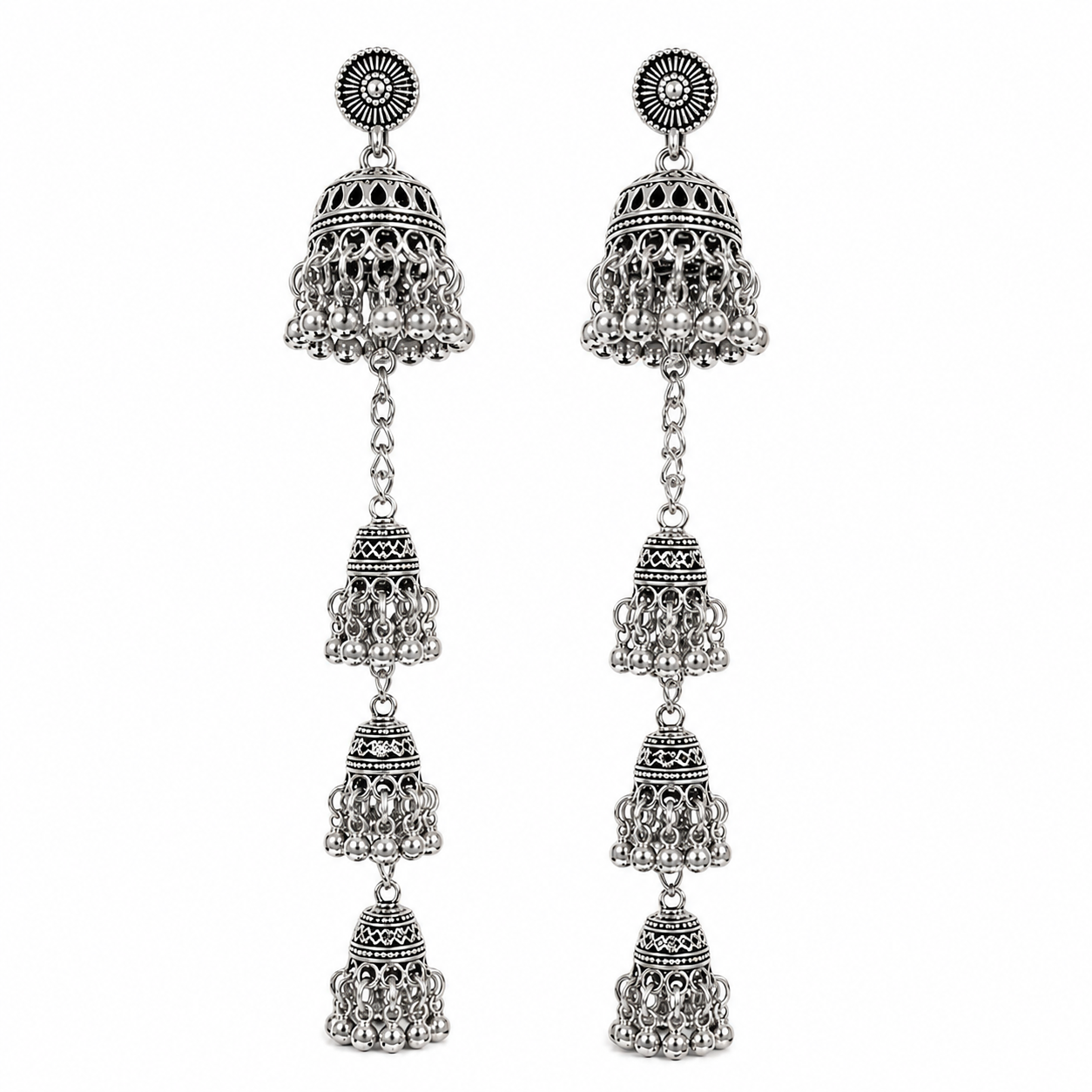 Layered Chain Jhumka Earrings